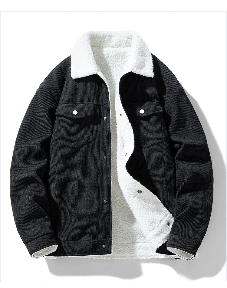 Retro Fashion Brand Fleece-lined Warm Lapel Cotton-padded Coat