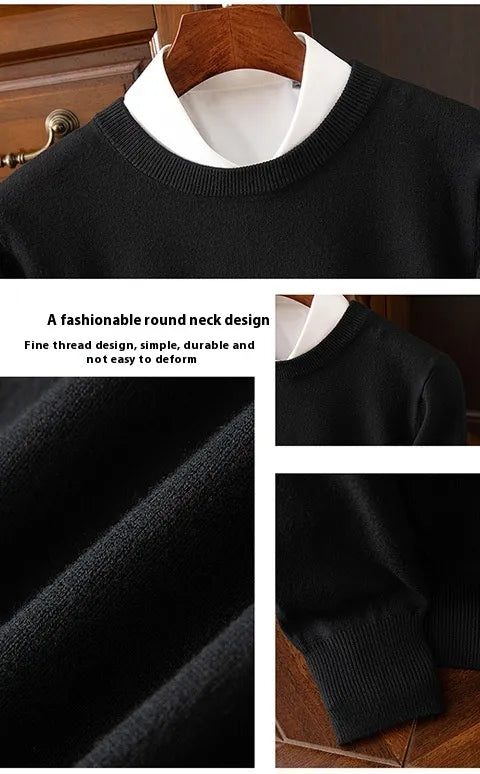 Round Neck Pullover Bottoming Shirt Casual Business Loose Long Sleeve Sweater