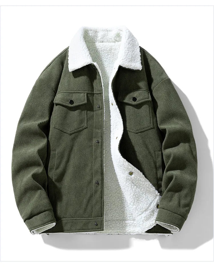 Retro Fashion Brand Fleece-lined Warm Lapel Cotton-padded Coat