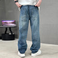 Fashion Pockets Jeans Men's Wide-leg Straight Trousers Versatile Casual Long Pants Streetwear Clothing