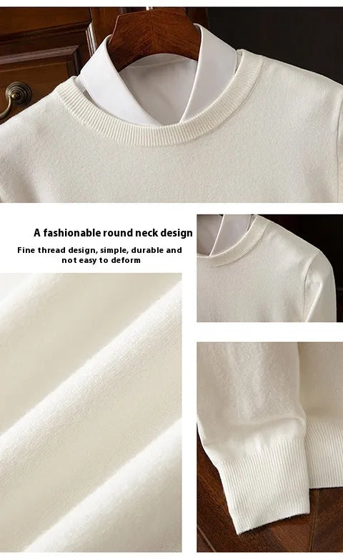 Round Neck Pullover Bottoming Shirt Casual Business Loose Long Sleeve Sweater