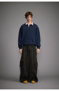 Vintage Leopard Print Wide Leg Pants Washed Old Large Pocket Overalls