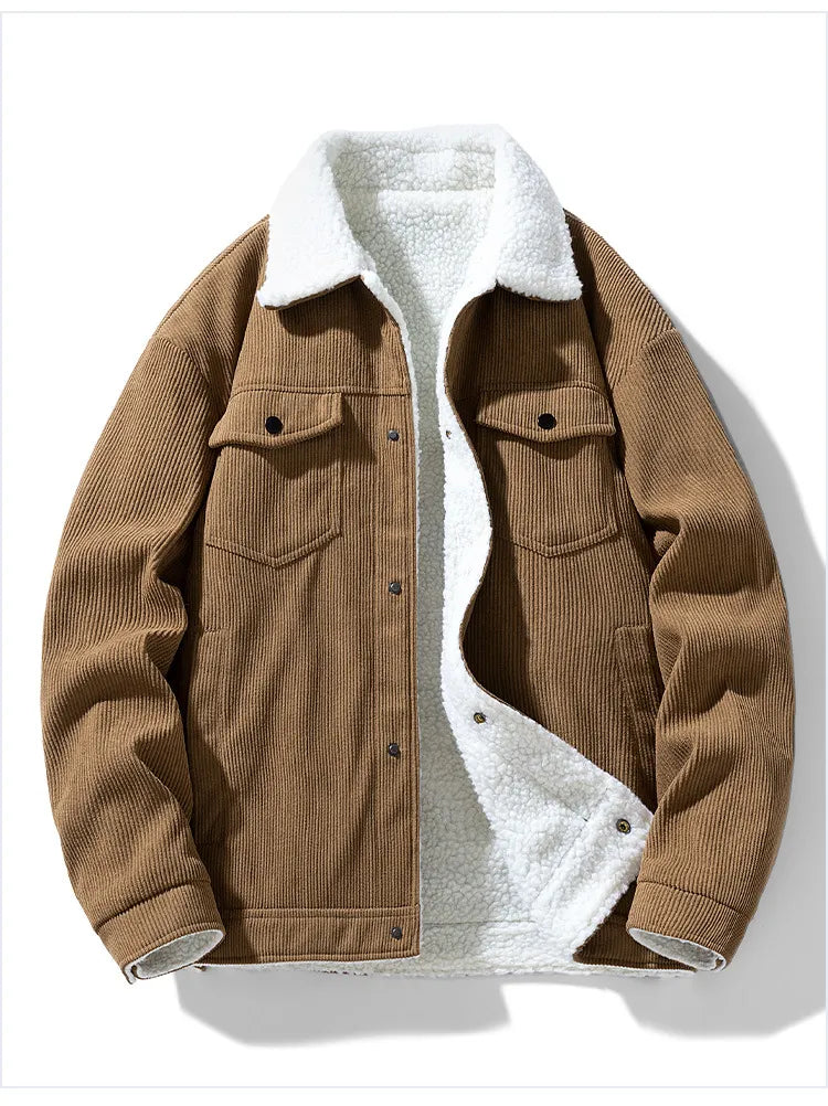Retro Fashion Brand Fleece-lined Warm Lapel Cotton-padded Coat